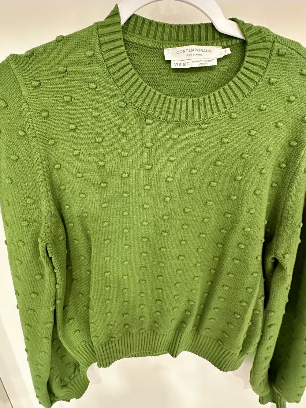 Contemporaine Green Bobble Knit Crewneck Sweater